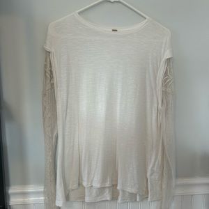 Free People Lace Sleeved Top